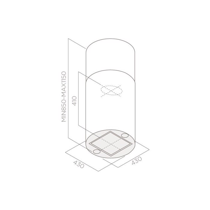 Aporrofitiras Nisida Elica Tube Pro Island BL/A/43 Mavro Mat 43 cm C